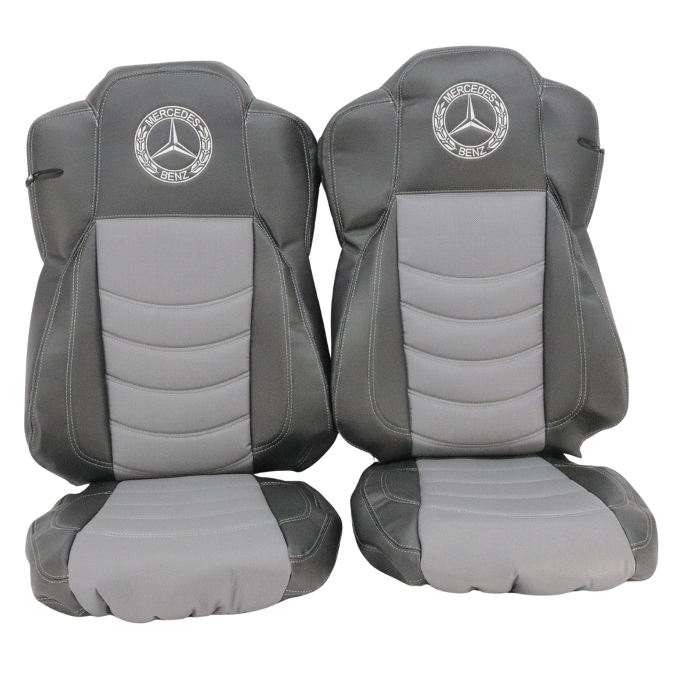 Чехол на сиденья Mercedes Actros (2011-...) 2 ремня перфор.кожа сер. Чехол на сиденья Mercedes Actros (2011-...) 2 ремня перфор.кожа сер.