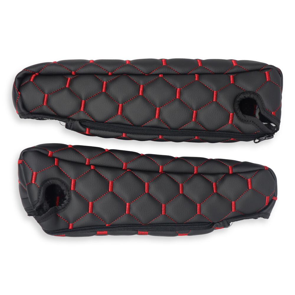 Підлокітник Екошкіра VOLVO E-5, Man TGX чорний, червона нитка (2 шт.)