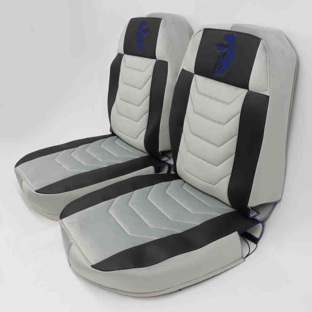 Чохол на сидіння Chess KAMAZсірий велюр - чорна шкіра