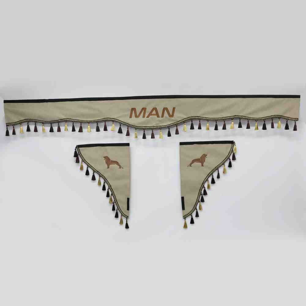 Шторка Рогожка "Double-Sided" MAN лоб + косинки бежева 2-х стороння