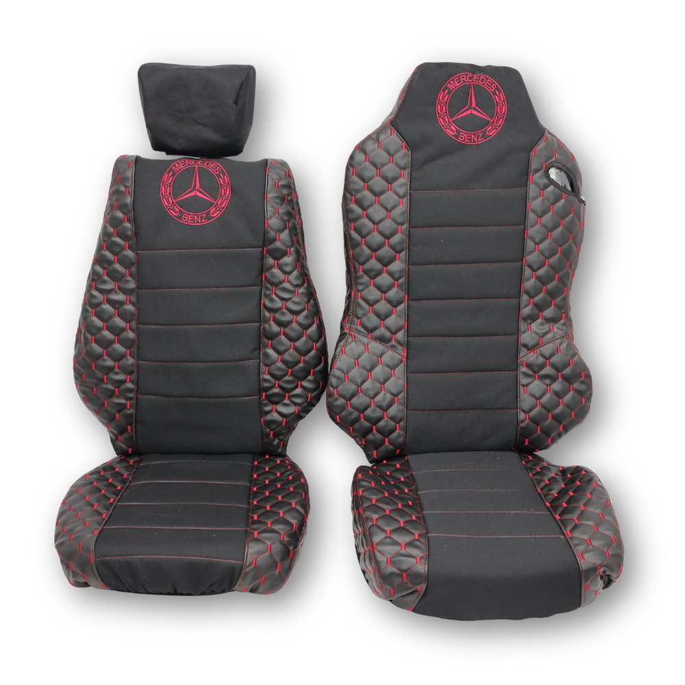 Чехол на сиденья Экокожа MERCEDES Atego вод.пилот с ремнем - пасс.с подгол. черный с 2001г. Чехол на сиденья Экокожа MERCEDES Atego вод.пилот с ремнем - пасс.с подгол. черный с 2001г.