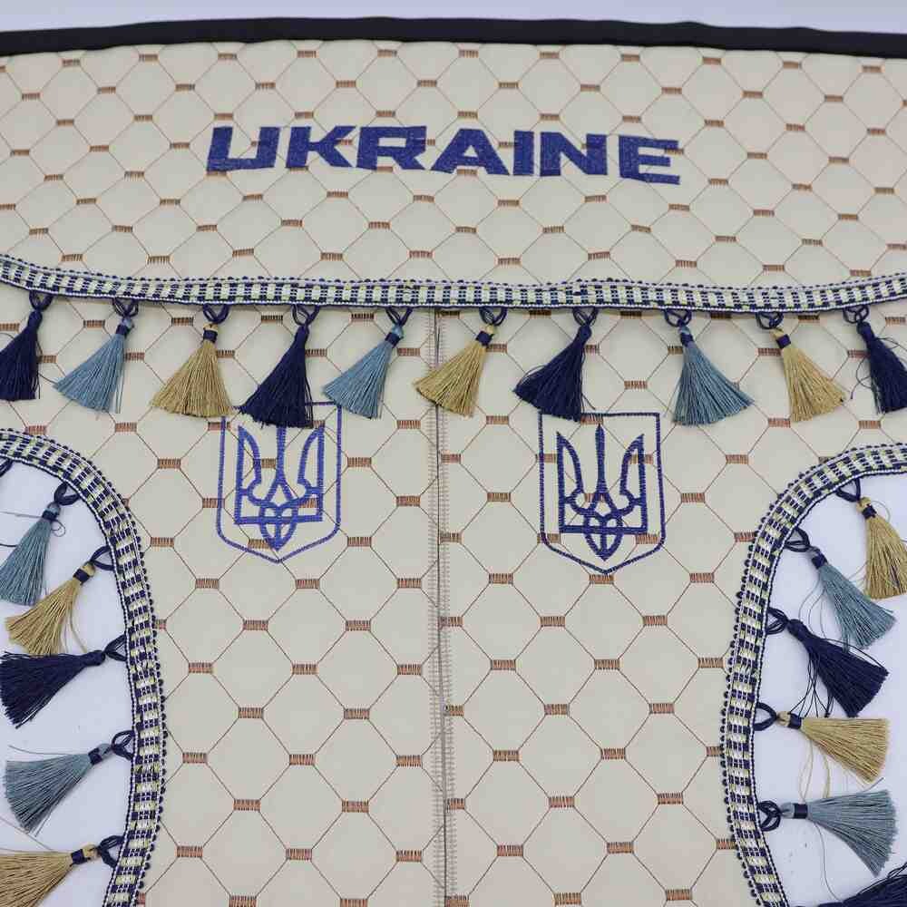 Шторка Екошкіра "Pergam" UKRAINE лоб + косинки бежевий