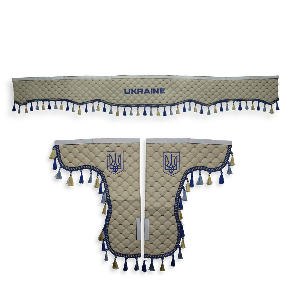 Шторка Екошкіра "Pergam" UKRAINE лоб + косинки бежевий