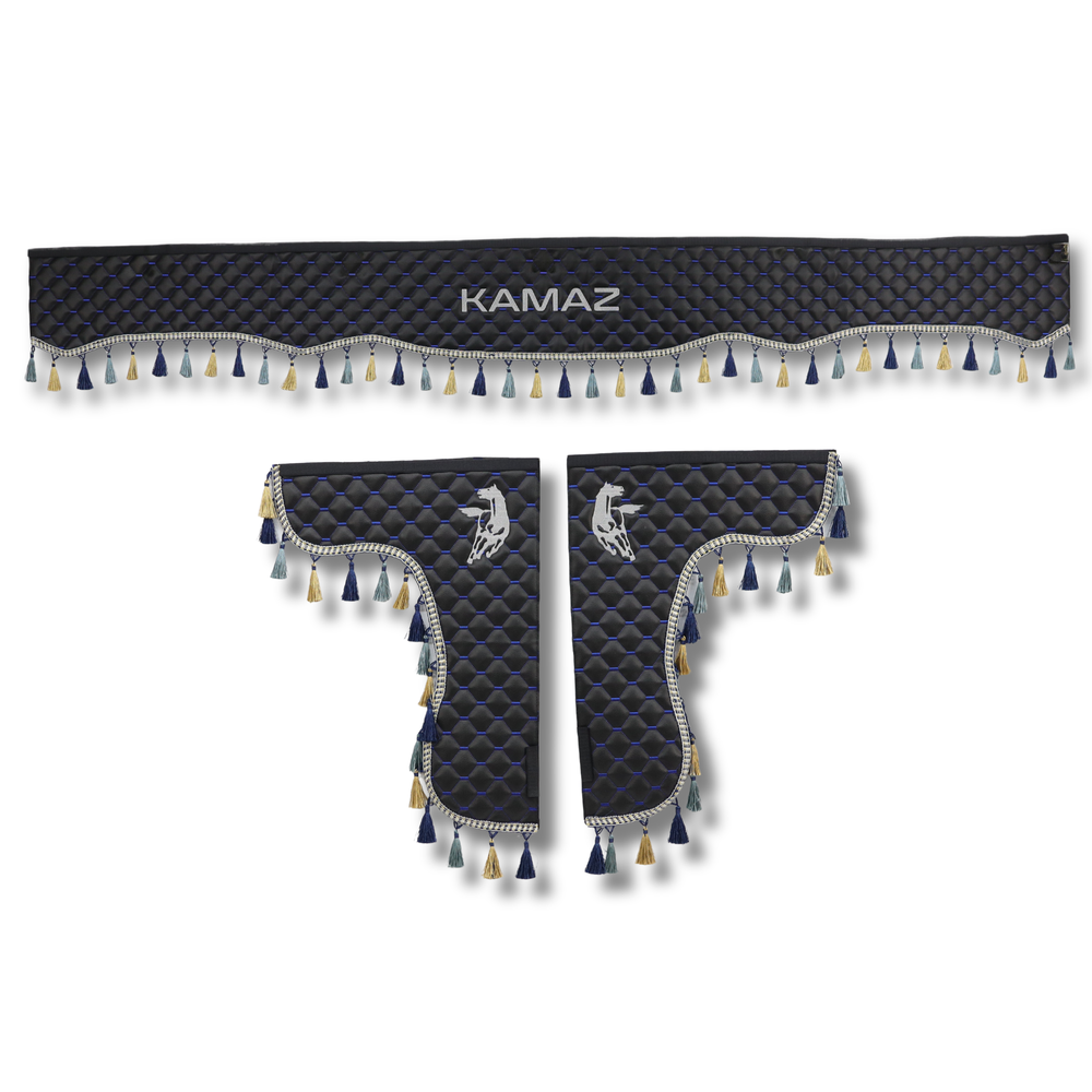 Шторка Екошкіра "Pergam" KAMAZ лоб + косинки чорна Шторка Екошкіра "Pergam" KAMAZ лоб + косинки чорна