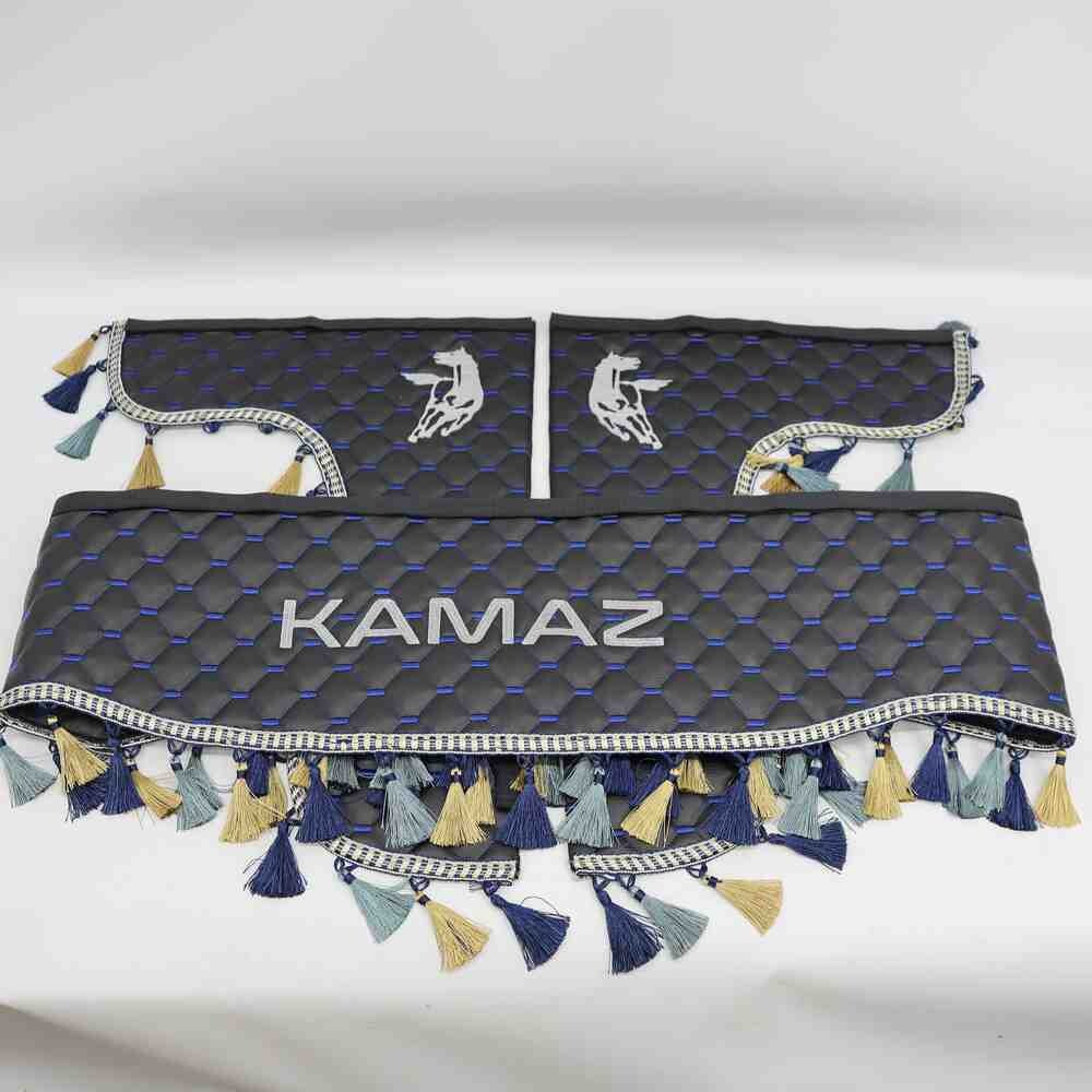 Шторка Экокожа "Pergam" KAMAZ лоб+косынки черная