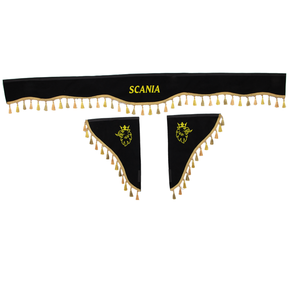 Шторка Рогожка "Double-Sided" SCANIA лоб + косинки чорна 2-х стороння Шторка Рогожка "Double-Sided" SCANIA лоб + косинки чорна 2-х стороння