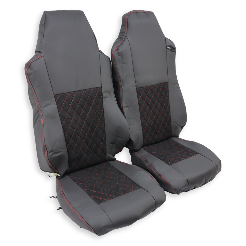 Чехол на сиденья KAR Кожа+стежка MAN TGX,TGA,TGL,TGM,TGS; (2007-2020); 1 ремень; водитель (Низкий); пассажир (Высокий); (с подлокотниками); черный Чехол на сиденья KAR Кожа+стежка MAN TGX,TGA,TGL,TGM,TGS; (2007-2020); 1 ремень; водитель (Низкий); пассажир (Высокий); (с подлокотниками); черный