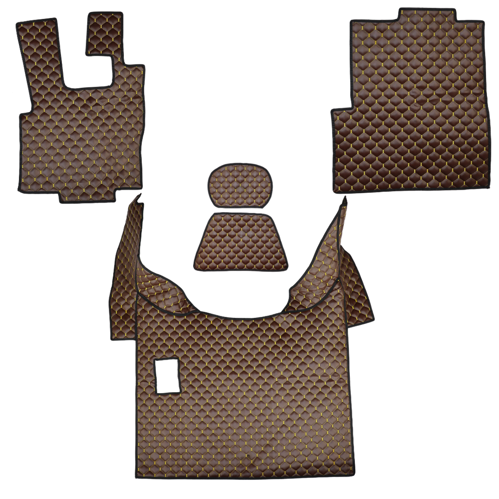 Килимок Екошкіра DAF XF105 2005-2013; МКПП, коричневий, Килимок Екошкіра DAF XF105 2005-2013; МКПП, коричневий,