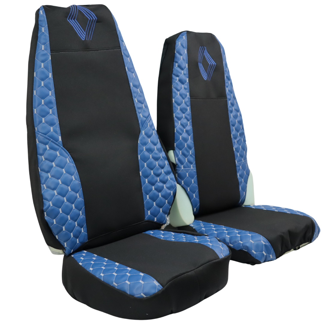Чехол на сиденья Экокожа Renault Magnum, трасформер пассажирское сидение, синий Чехол на сиденья Экокожа Renault Magnum, трасформер пассажирское сидение, синий