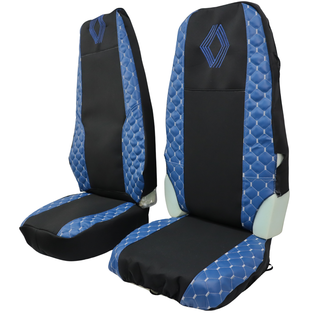 Чехол на сиденья Экокожа Renault Magnum, трасформер пассажирское сидение, синий Чехол на сиденья Экокожа Renault Magnum, трасформер пассажирское сидение, синий