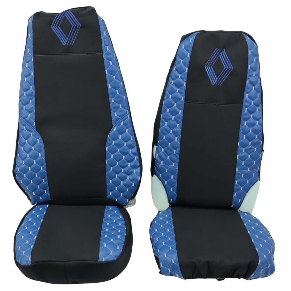 Чехол на сиденья Экокожа Renault Magnum, трасформер пассажирское сидение, синий Чехол на сиденья Экокожа Renault Magnum, трасформер пассажирское сидение, синий
