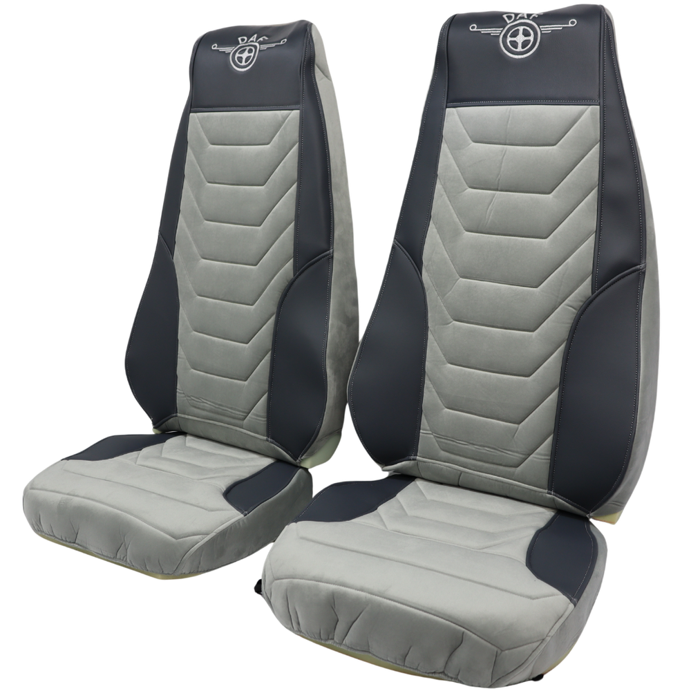 Чехол на сиденья DAF LF cерая кожа - серый велюр Чехол на сиденья DAF LF cерая кожа - серый велюр