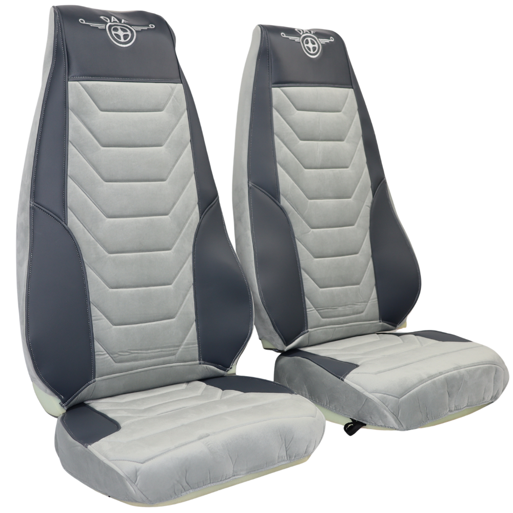 Чехол на сиденья DAF LF cерая кожа - серый велюр Чехол на сиденья DAF LF cерая кожа - серый велюр