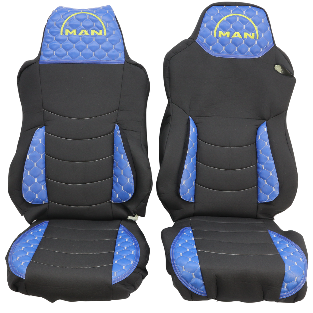 Чехол на сиденья KILIFI MAN TGX,TGA,TGL,TGM,TGS; (2007-2020) 1 ремень, водитель (Низкий) пассажир (Высокий) синий Чехол на сиденья KILIFI MAN TGX,TGA,TGL,TGM,TGS; (2007-2020) 1 ремень, водитель (Низкий) пассажир (Высокий) синий