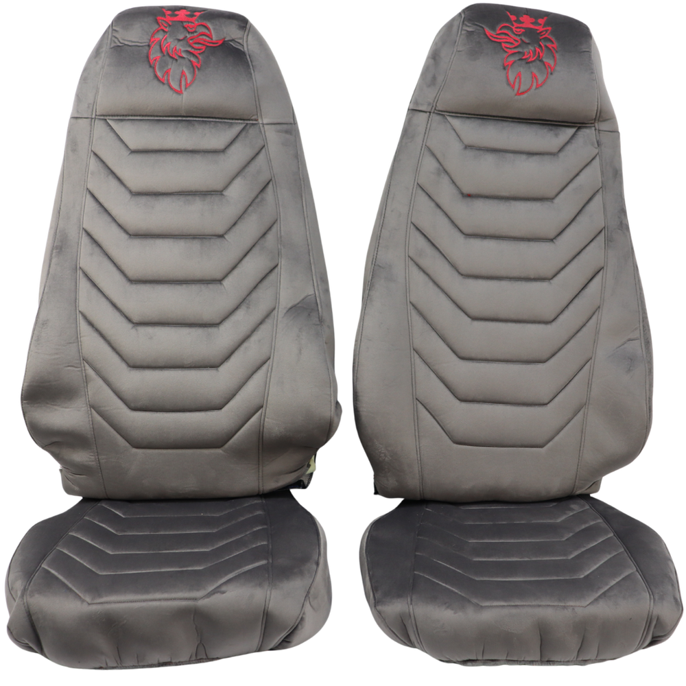 Чохол на сидіння SCANIA R,G,P (2004-2017) водій пілот - пас. пілот сірий велюр Чохол на сидіння SCANIA R,G,P (2004-2017) водій пілот - пас. пілот сірий велюр