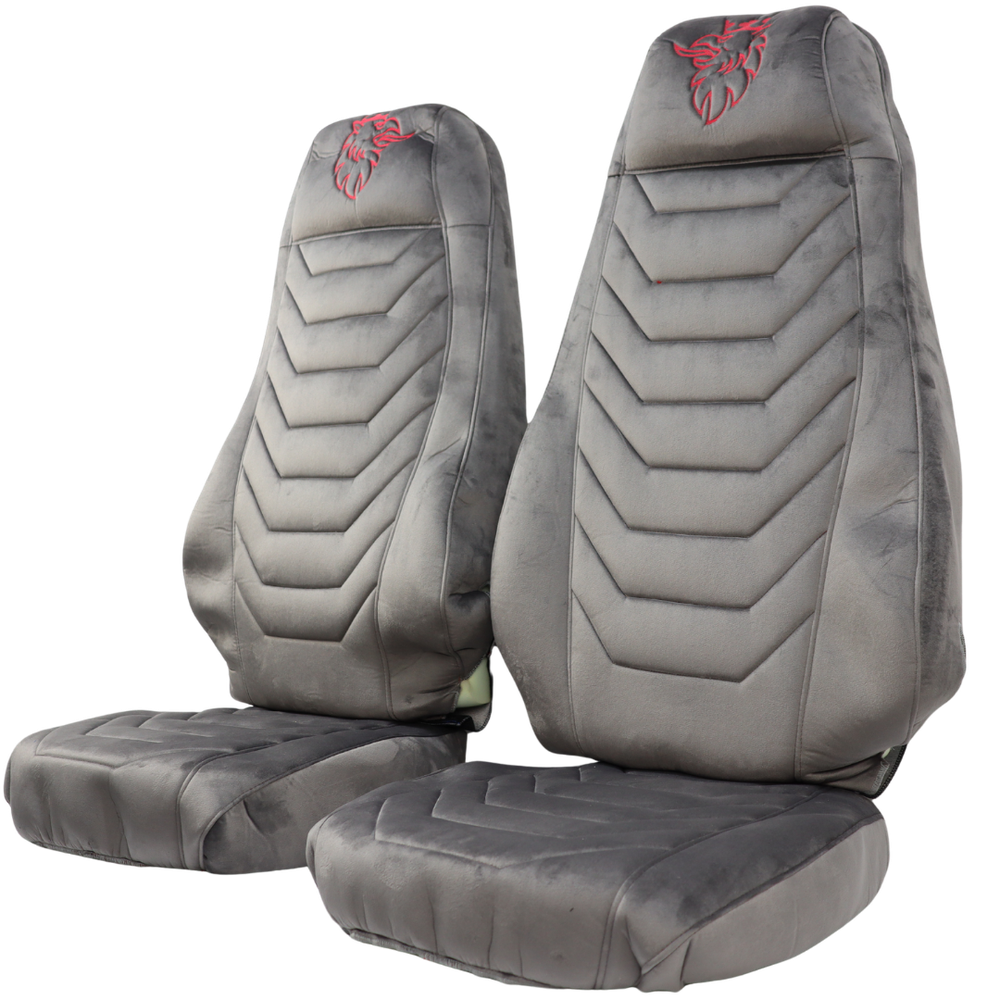 Чохол на сидіння SCANIA R,G,P (2004-2017) водій пілот - пас. пілот сірий велюр Чохол на сидіння SCANIA R,G,P (2004-2017) водій пілот - пас. пілот сірий велюр