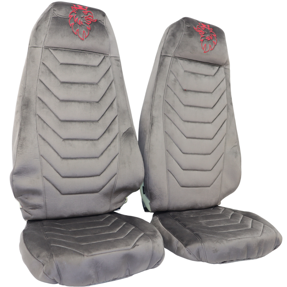 Чохол на сидіння SCANIA R,G,P (2004-2017) водій пілот - пас. пілот сірий велюр Чохол на сидіння SCANIA R,G,P (2004-2017) водій пілот - пас. пілот сірий велюр