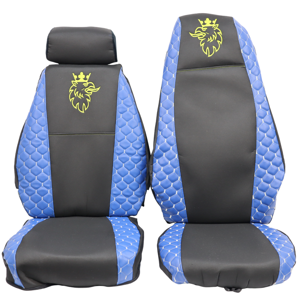 Чохол на сидіння Екошкіра, SCANIA R,G,P (2004-2017) водій пілот - пас. складне, синій Чохол на сидіння Екошкіра, SCANIA R,G,P (2004-2017) водій пілот - пас. складне, синій