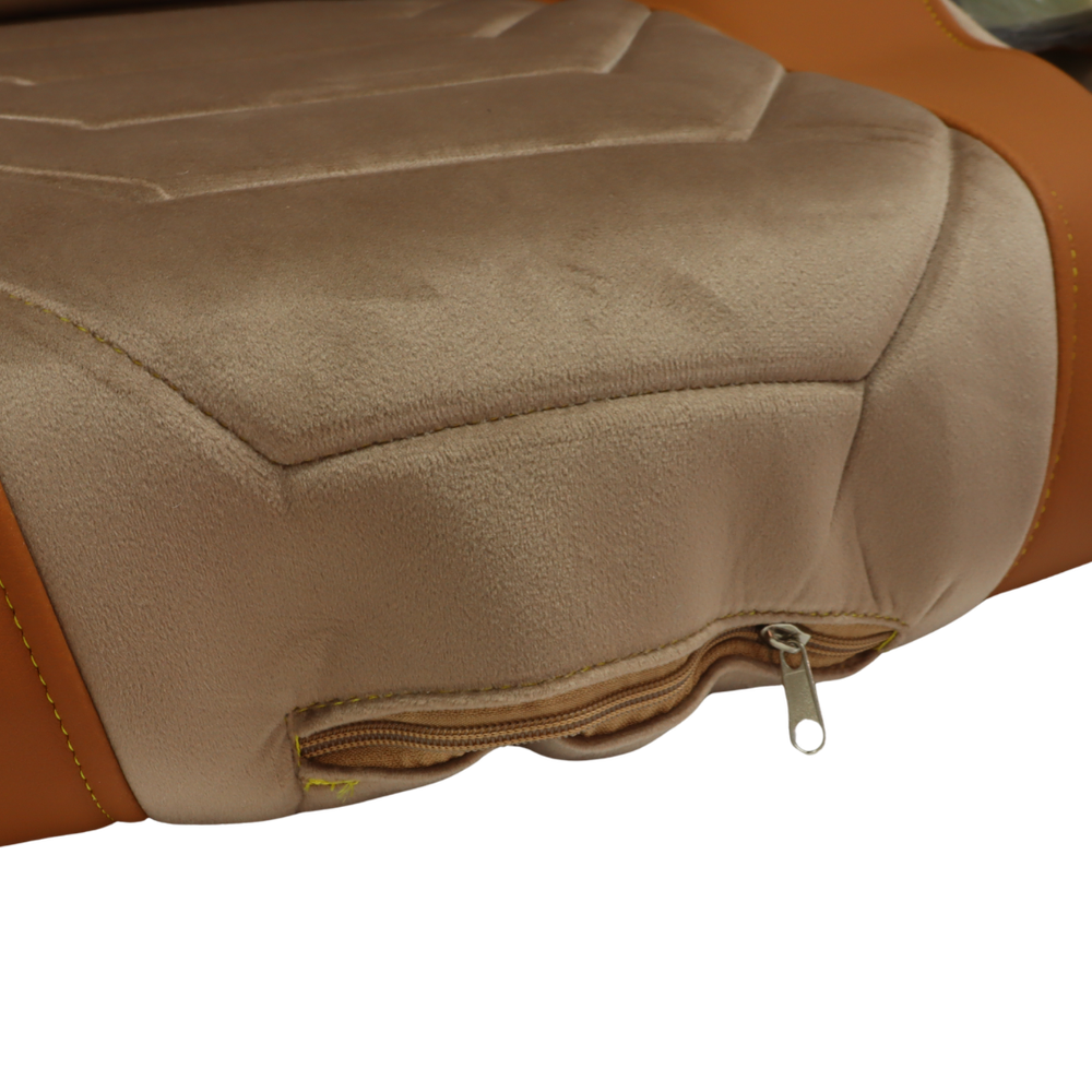 Чехол на сиденья MAN TGX,TGA,TGL,TGM,TGS; (2005-2020) 1 ремень водитель "коричневая кожа" бежевый велюр