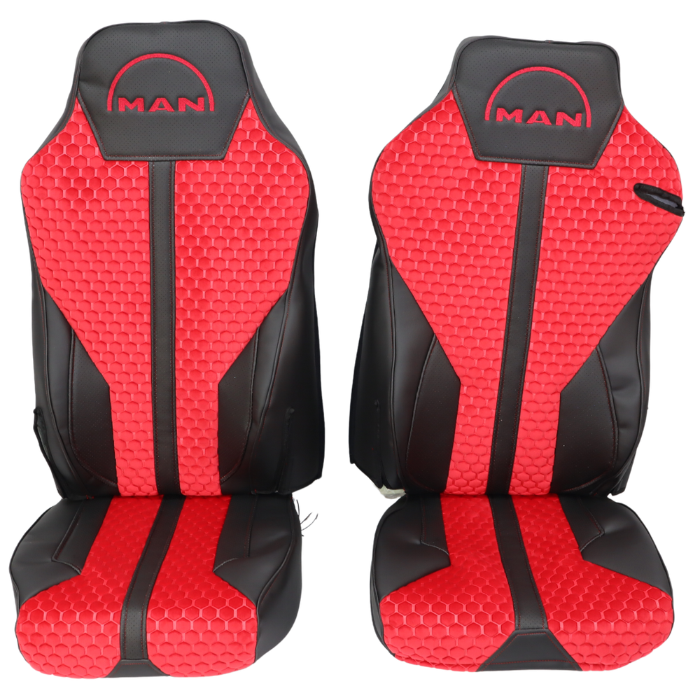 Чехол на сиденья Enterprise MAN TGX,TGA,TGL,TGM,TGS; (2007-2020) 1 ремень, водитель (Низкий) пассажир (Высокий) красный Чехол на сиденья Enterprise MAN TGX,TGA,TGL,TGM,TGS; (2007-2020) 1 ремень, водитель (Низкий) пассажир (Высокий) красный