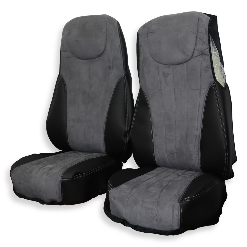 Чохол на сидіння DAF XF105 106 XG CF85 LF (2013-2024) велюр сірий-чорна шкіра Чохол на сидіння DAF XF105 106 XG CF85 LF (2013-2024) велюр сірий-чорна шкіра