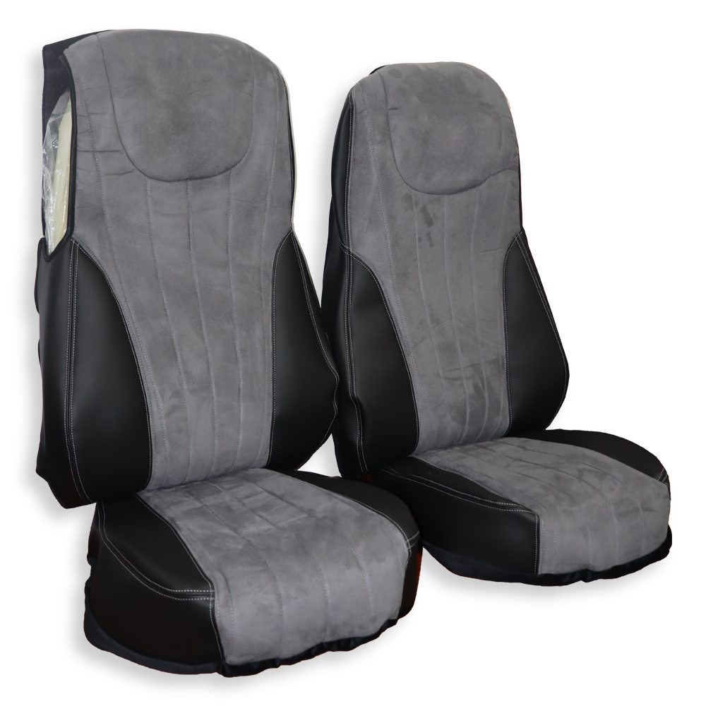 Чохол на сидіння DAF XF105 106 XG CF85 LF (2013-2024) велюр сірий-чорна шкіра Чохол на сидіння DAF XF105 106 XG CF85 LF (2013-2024) велюр сірий-чорна шкіра