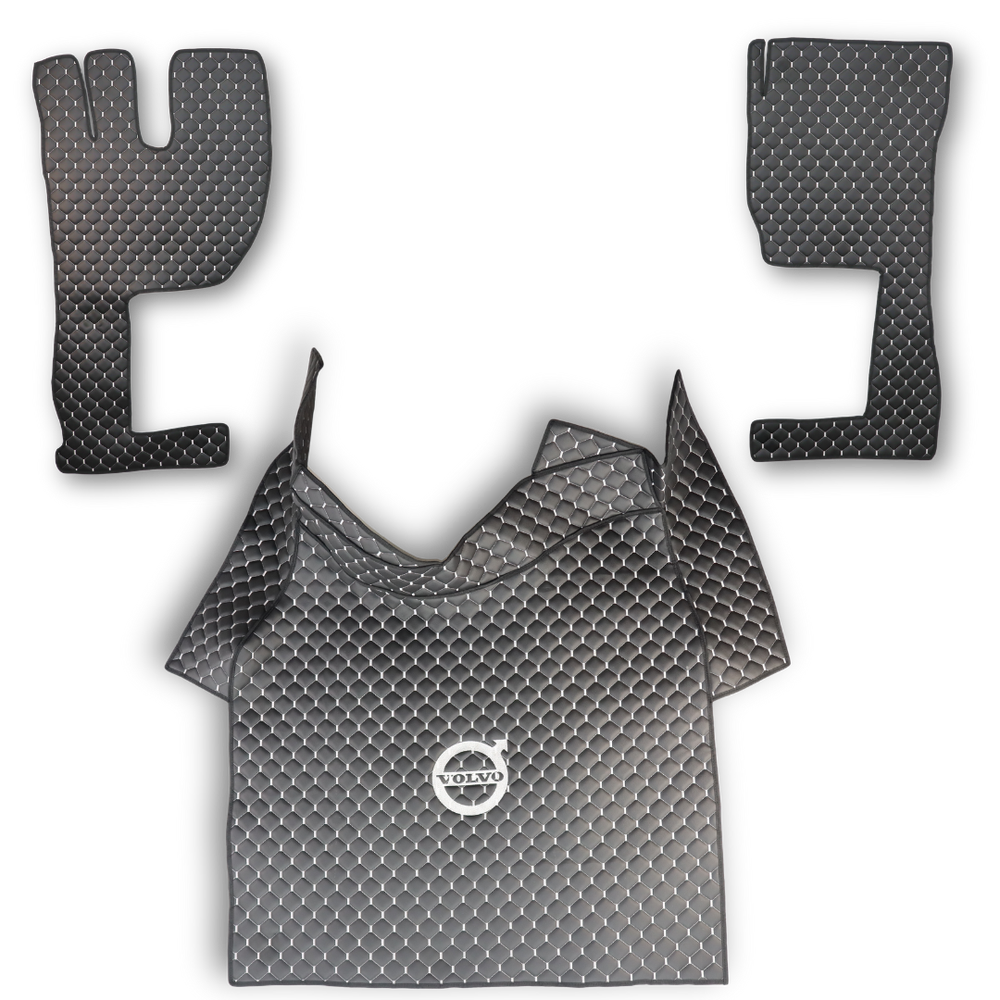 Килимок Екошкіра VOLVO FH 2003-2013; АКПП, чорний з вишивкою, Килимок Екошкіра VOLVO FH 2003-2013; АКПП, чорний з вишивкою,