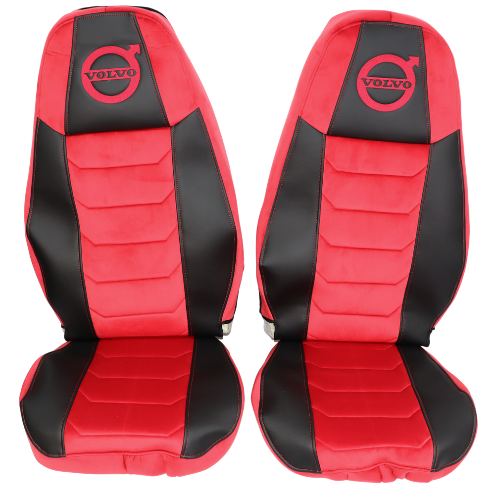 Чохол на сидіння Chess VOLVO FH FM (2014-...) червоний велюр - чорна шкіра Чохол на сидіння Chess VOLVO FH FM (2014-...) червоний велюр - чорна шкіра