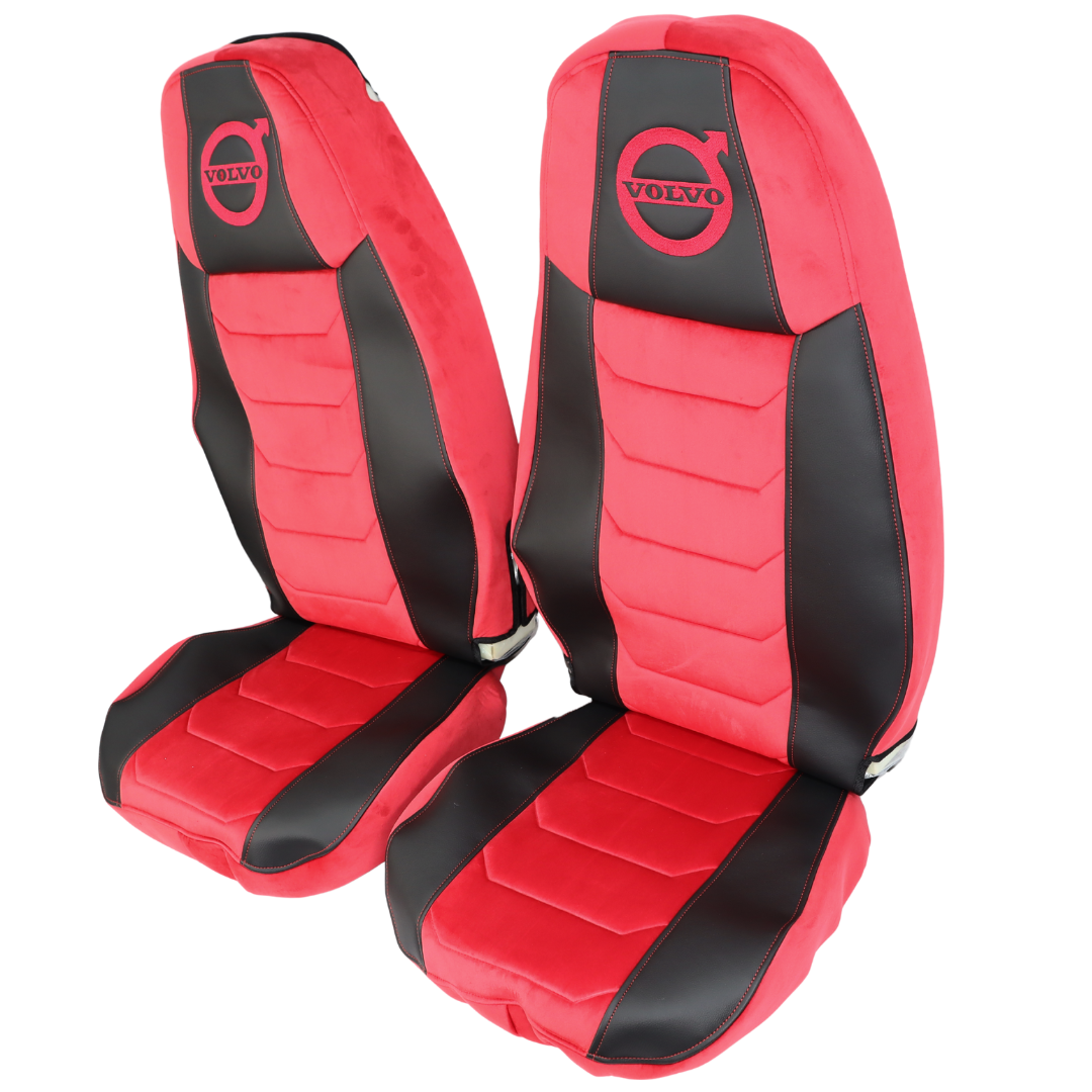 Чохол на сидіння Chess VOLVO FH FM (2014-...) червоний велюр - чорна шкіра Чохол на сидіння Chess VOLVO FH FM (2014-...) червоний велюр - чорна шкіра