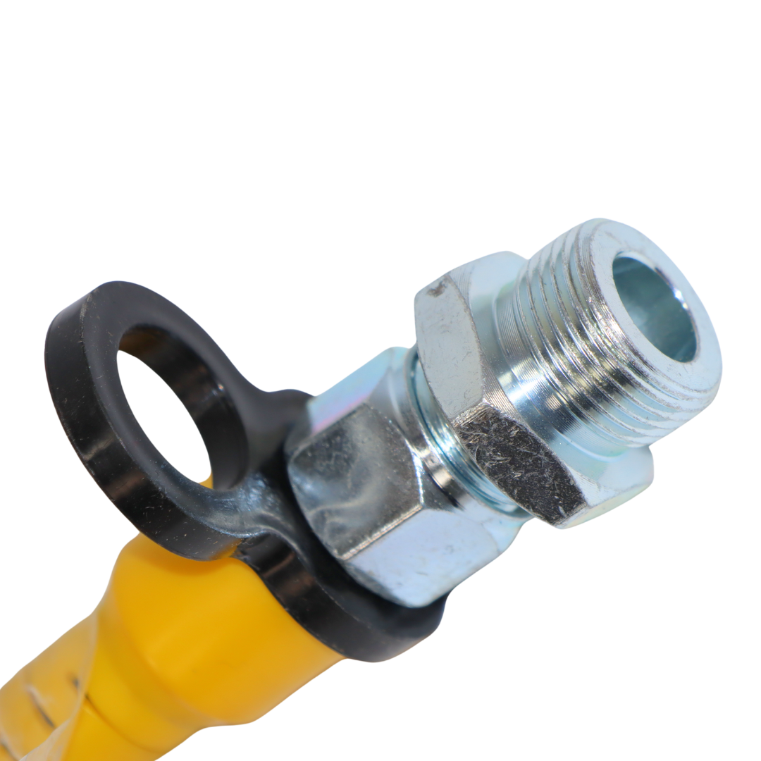 Шланг пневматический полиуретановый (PU) черный с желтыми хвостовиками 5,5м М22*1,5 Шланг пневматический полиуретановый (PU) черный с желтыми хвостовиками 5,5м М22*1,5