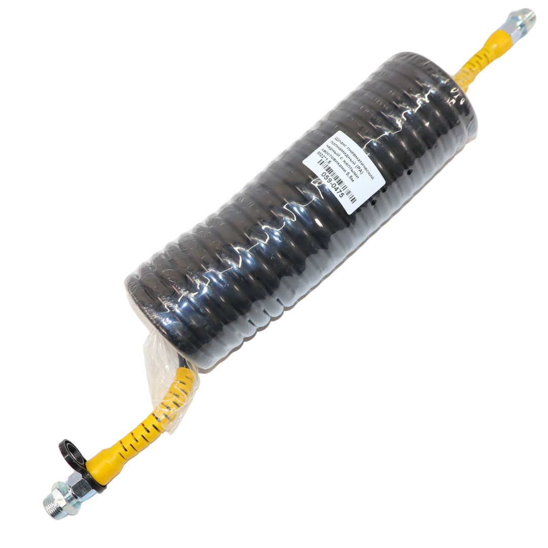 Шланг пневматический полиамидный (PA) черный с желтыми хвостовиками 5,5м М22*1,5 Шланг пневматический полиамидный (PA) черный с желтыми хвостовиками 5,5м М22*1,5