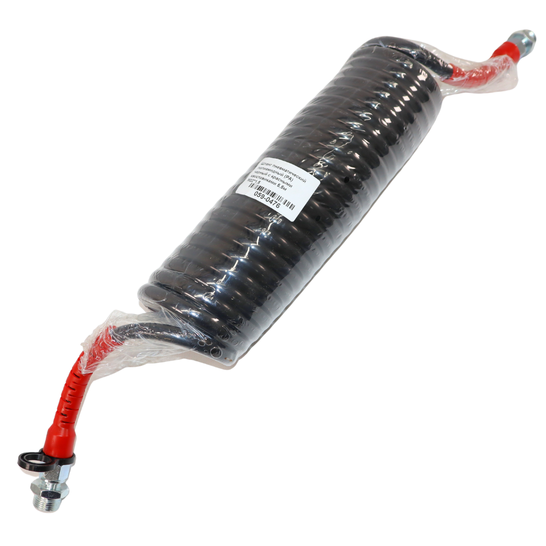 Шланг пневматический полиамидный (PA) черный с красными хвостовиками 5,5м М22*1,5 Шланг пневматический полиамидный (PA) черный с красными хвостовиками 5,5м М22*1,5