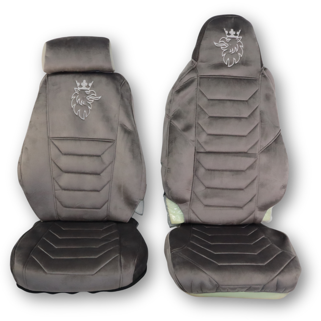 Чехол на сиденья SCANIA R,G,P,S (2014-...) водит. монолит - пасс. складное, серый велюр;