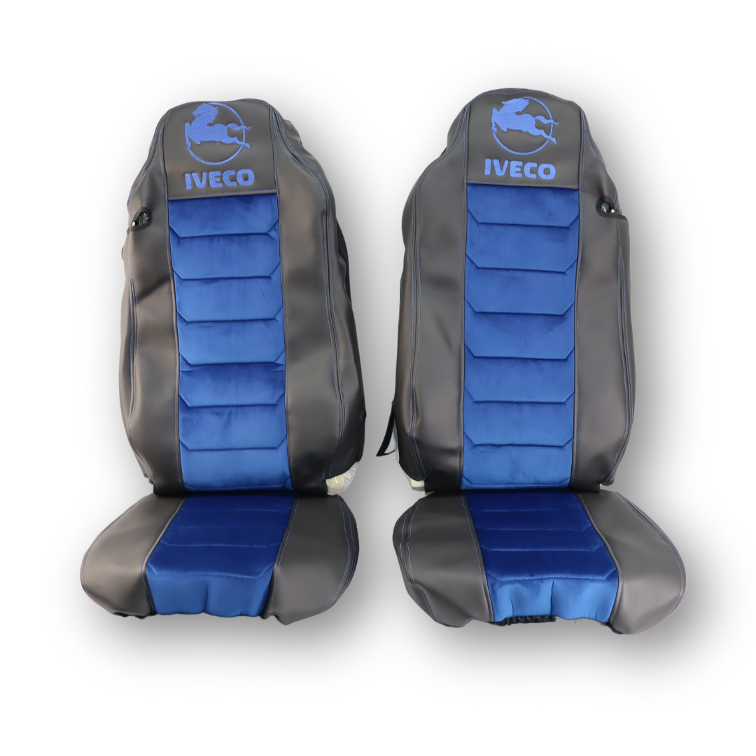 Чохол на сидіння IVECO; синій велюр - чорна шкіра Чохол на сидіння IVECO; синій велюр - чорна шкіра
