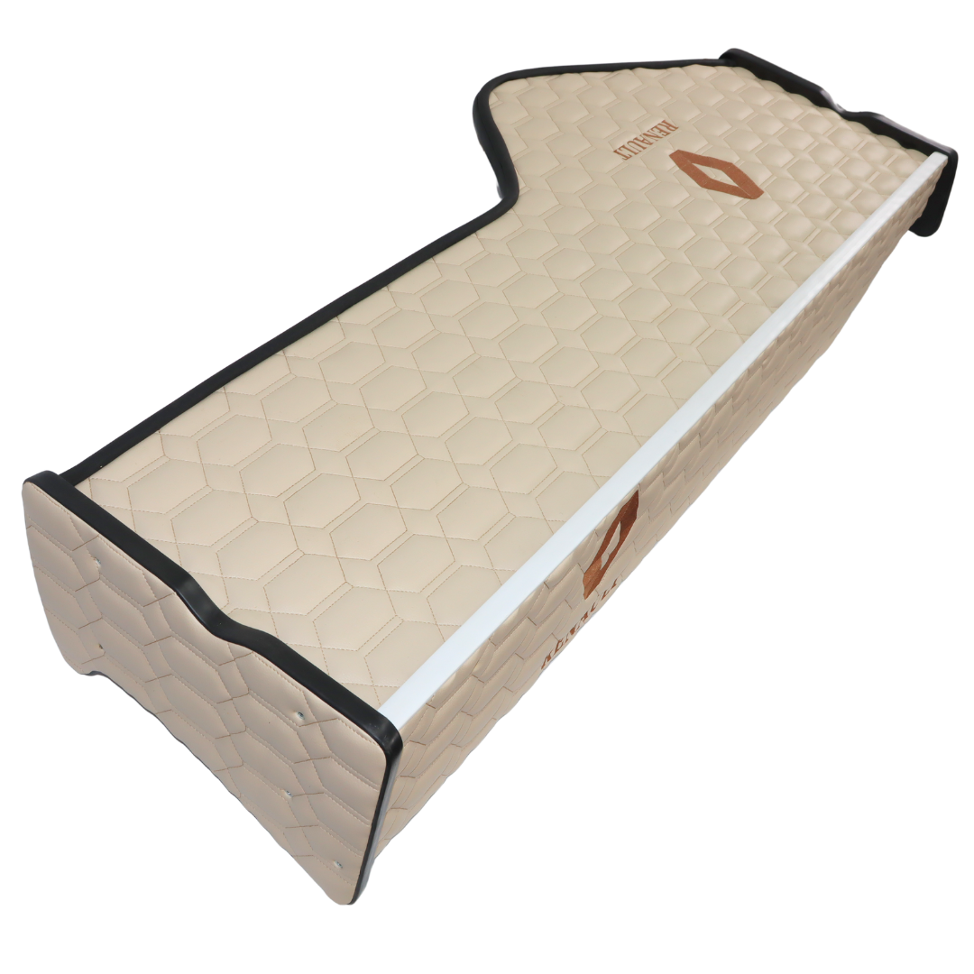 Полиця кабіни RENAULT Magnum (2001-2013)\3 ноги\бежева з вишивкою\ST- Екошкіра стежка\