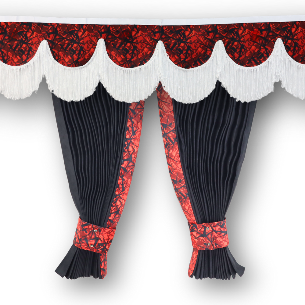 Шторы Шенилл "Bow Folds" ночные + лобовая, Holland красная, без вышивки, 2х сторонние