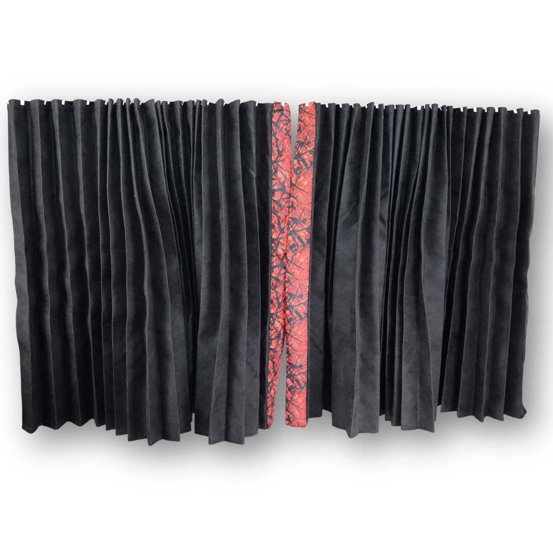 Шторы Шенилл "Bow Folds" ночные + лобовая, Holland красная, без вышивки, 2х сторонние