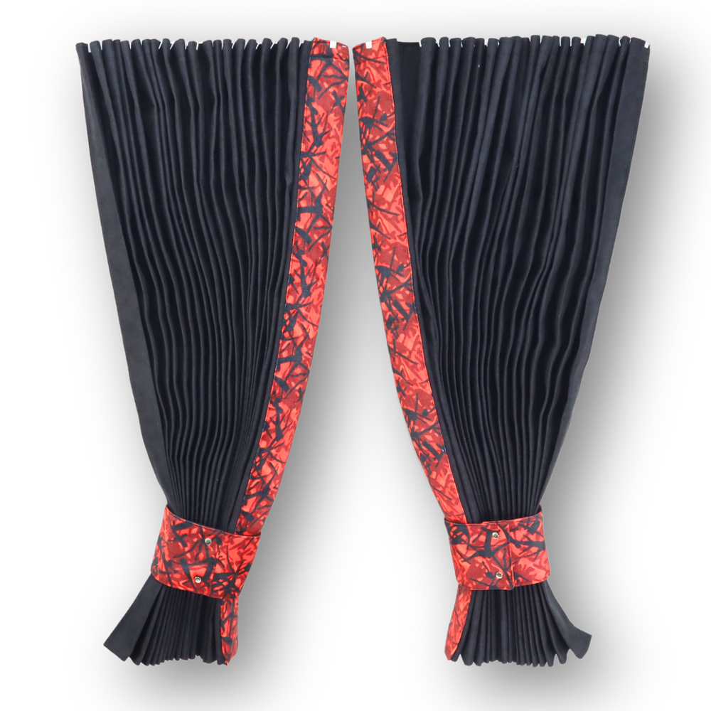Шторы Шенилл "Bow Folds" ночные + лобовая, Holland красная, без вышивки, 2х сторонние