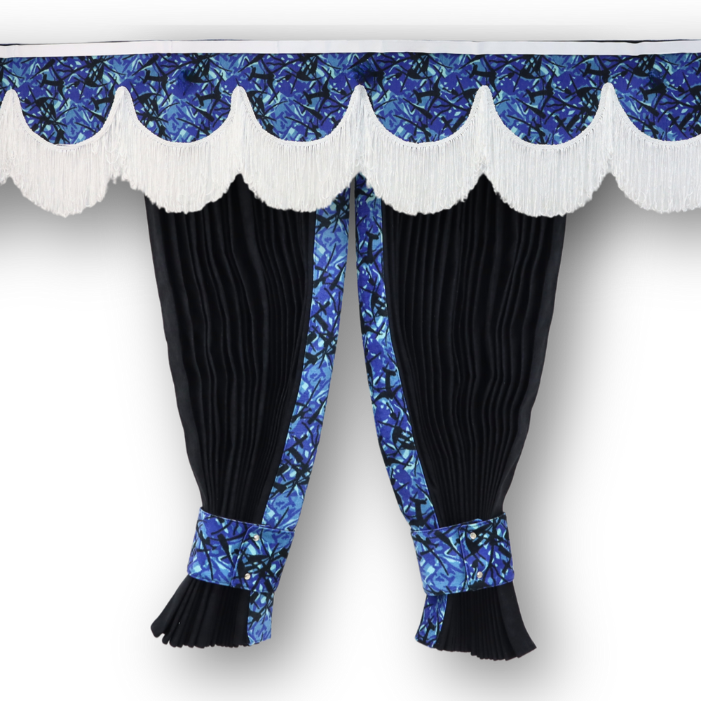 Шторы Шенилл "Bow Folds" ночные + лобовая, Holland синяя, без вышивки, 2х сторонние Шторы Шенилл "Bow Folds" ночные + лобовая, Holland синяя, без вышивки, 2х сторонние