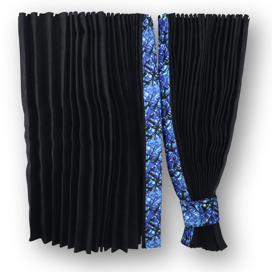 Шторы Шенилл "Bow Folds" ночные + лобовая, Holland синяя, без вышивки, 2х сторонние Шторы Шенилл "Bow Folds" ночные + лобовая, Holland синяя, без вышивки, 2х сторонние