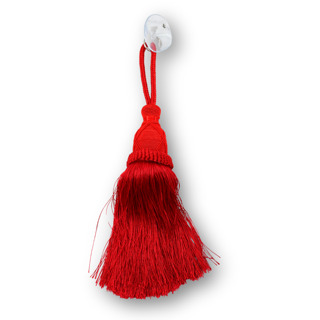 Кисточка из пряжи на верёвке XL красная с присоской Кисточка из пряжи на верёвке XL красная с присоской