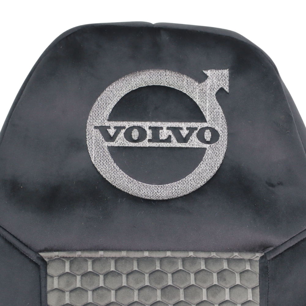 Чехол на сиденья VOLVO FH FM (2014-...) Серая сота - черный велюр Чехол на сиденья VOLVO FH FM (2014-...) Серая сота - черный велюр