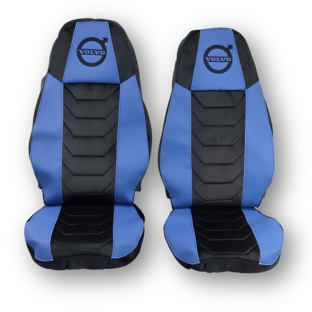 Чохол на сидіння Chess VOLVO FH FM (2002-2013) чорний велюр - синя шкіра Чохол на сидіння Chess VOLVO FH FM (2002-2013) чорний велюр - синя шкіра