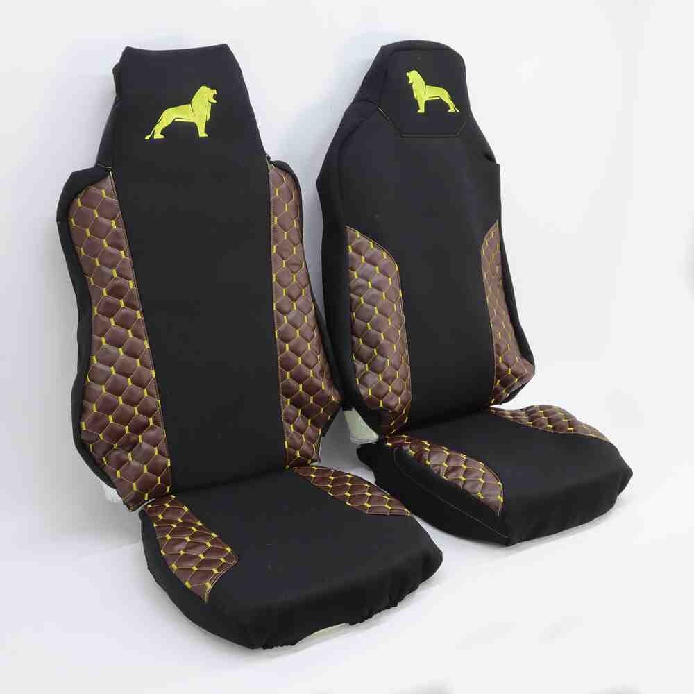 Чехол на сиденья Экокожа MAN TGX,TGA,TGL,TGM,TGS; (2007-2020) 1 ремень, водитель (Низкий) пассажир (Высокий) коричн.