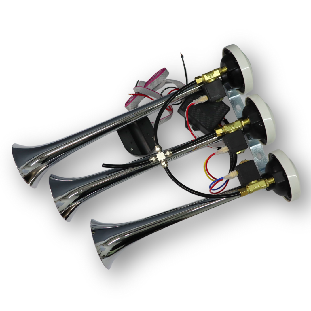 Сигнал воздушный 3 рожка, 12V-24V, 8 мелодий