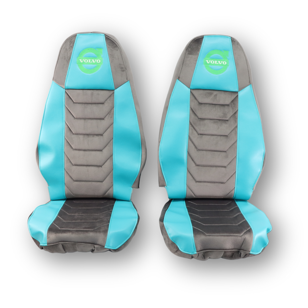 Чохол на сидіння Chess VOLVO FH FM (2014-...) (сірий велюр - тифані шкіра) Чохол на сидіння Chess VOLVO FH FM (2014-...) (сірий велюр - тифані шкіра)