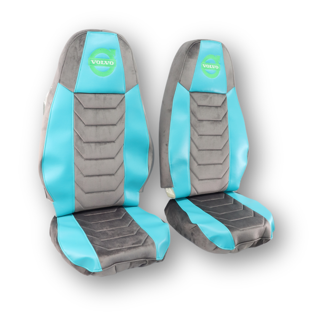 Чохол на сидіння Chess VOLVO FH FM (2014-...) (сірий велюр - тифані шкіра) Чохол на сидіння Chess VOLVO FH FM (2014-...) (сірий велюр - тифані шкіра)