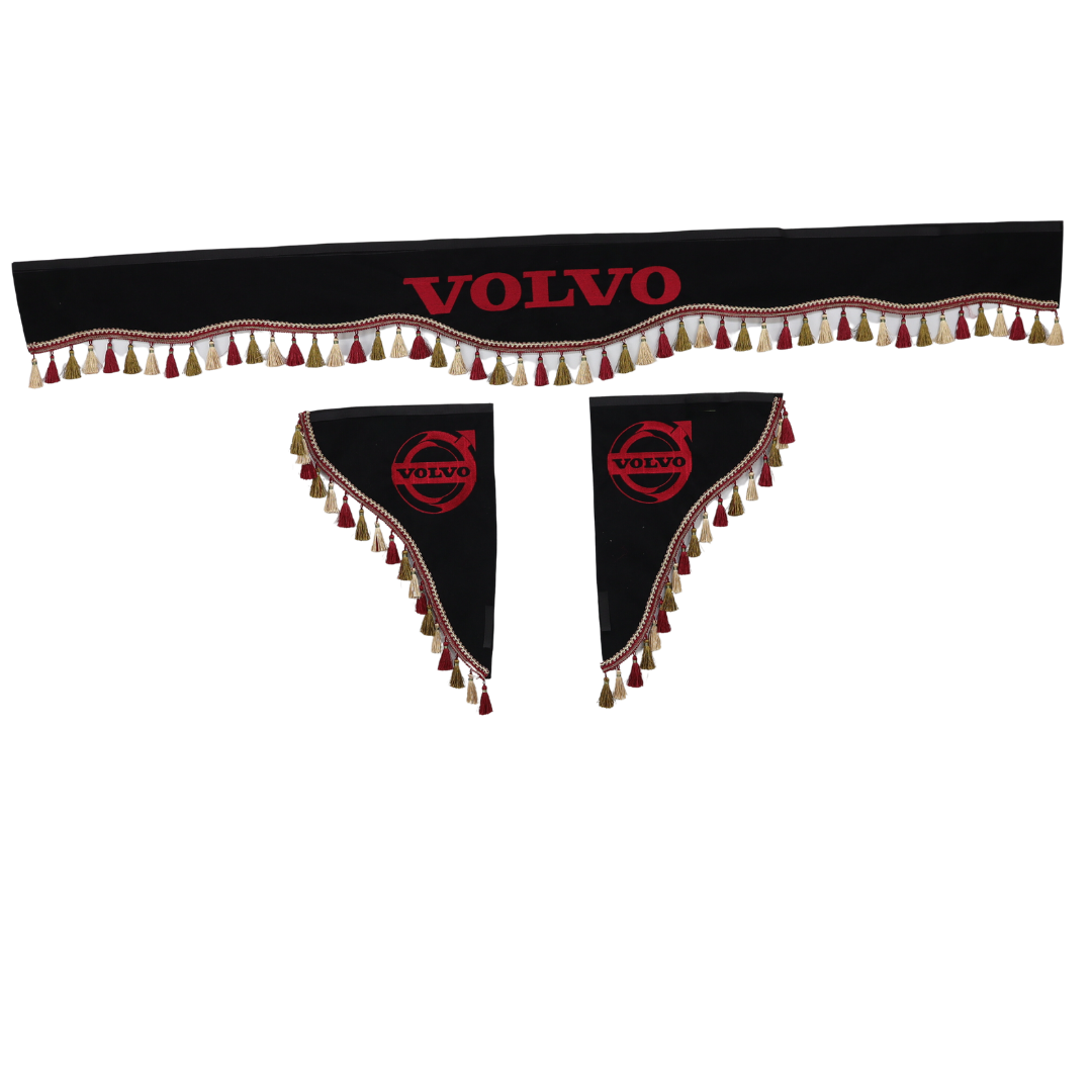 Шторка Рогожка "Double-Sided" VOLVO лоб + косынки черная 2-х сторонняя