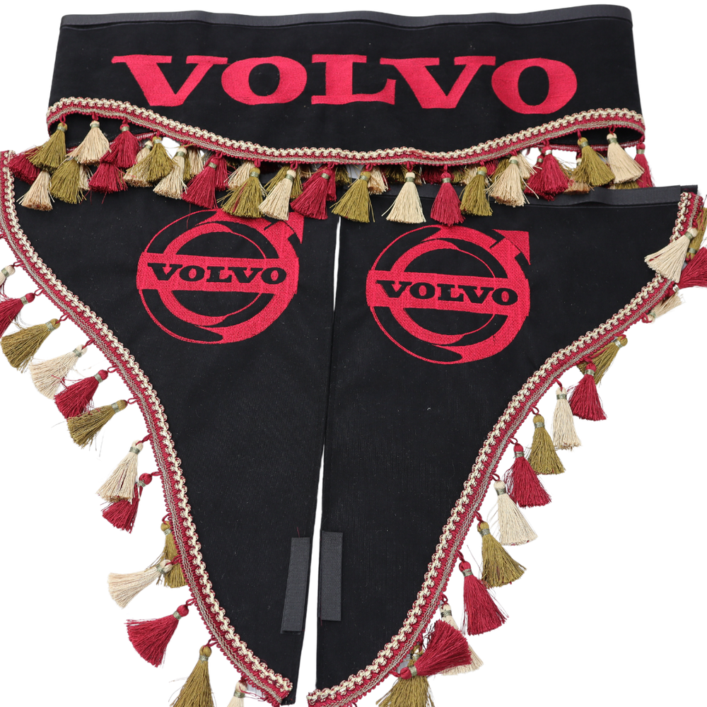 Шторка Рогожка "Double-Sided" VOLVO лоб + косынки черная 2-х сторонняя
