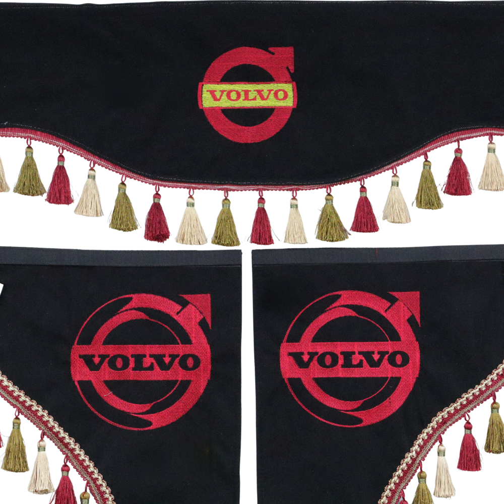 Шторка Рогожка "Double-Sided" VOLVO лоб + косынки черная 2-х сторонняя